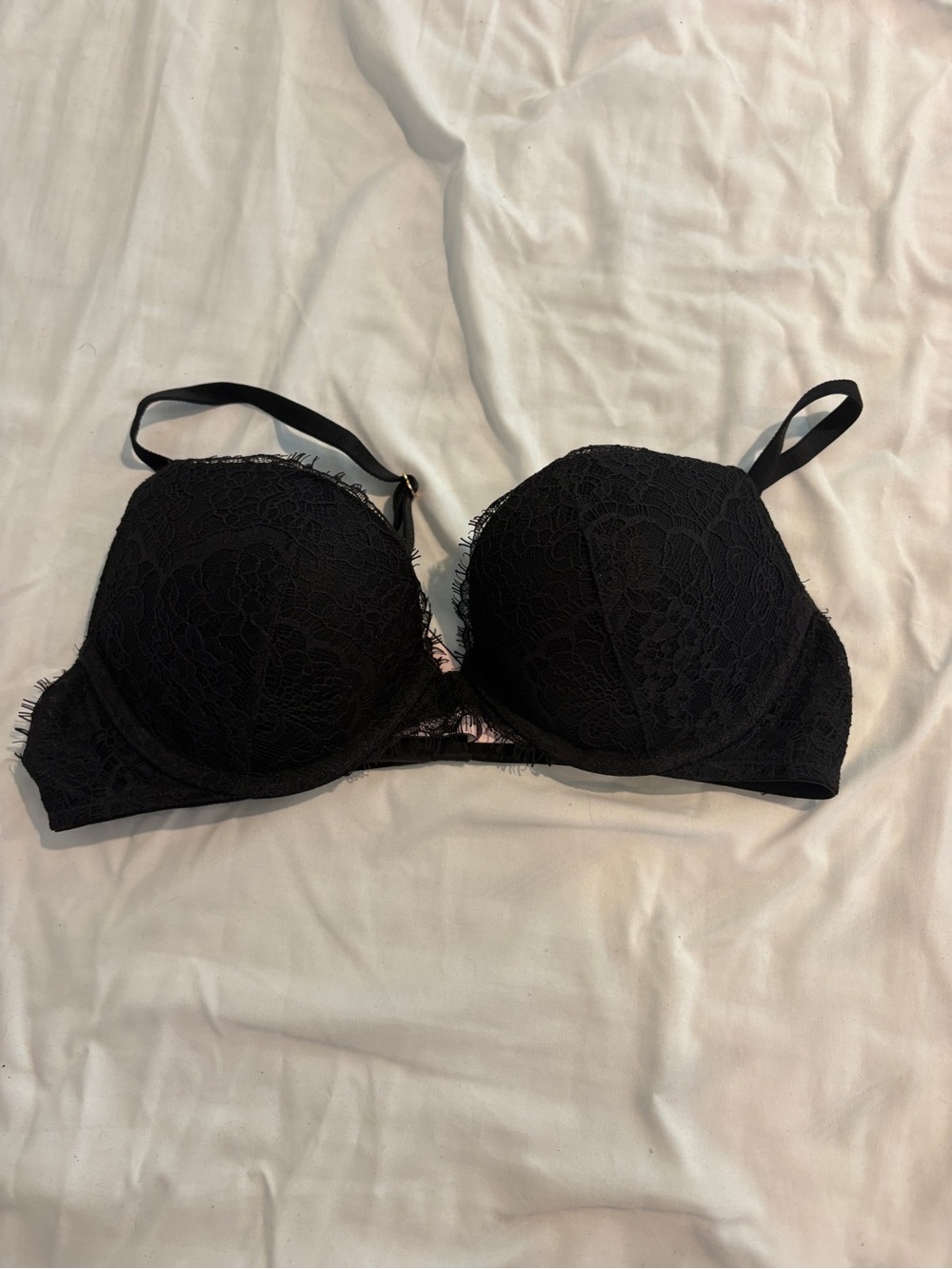 Like New Victoria's Secret Black Lace Push-Up Bra 36A